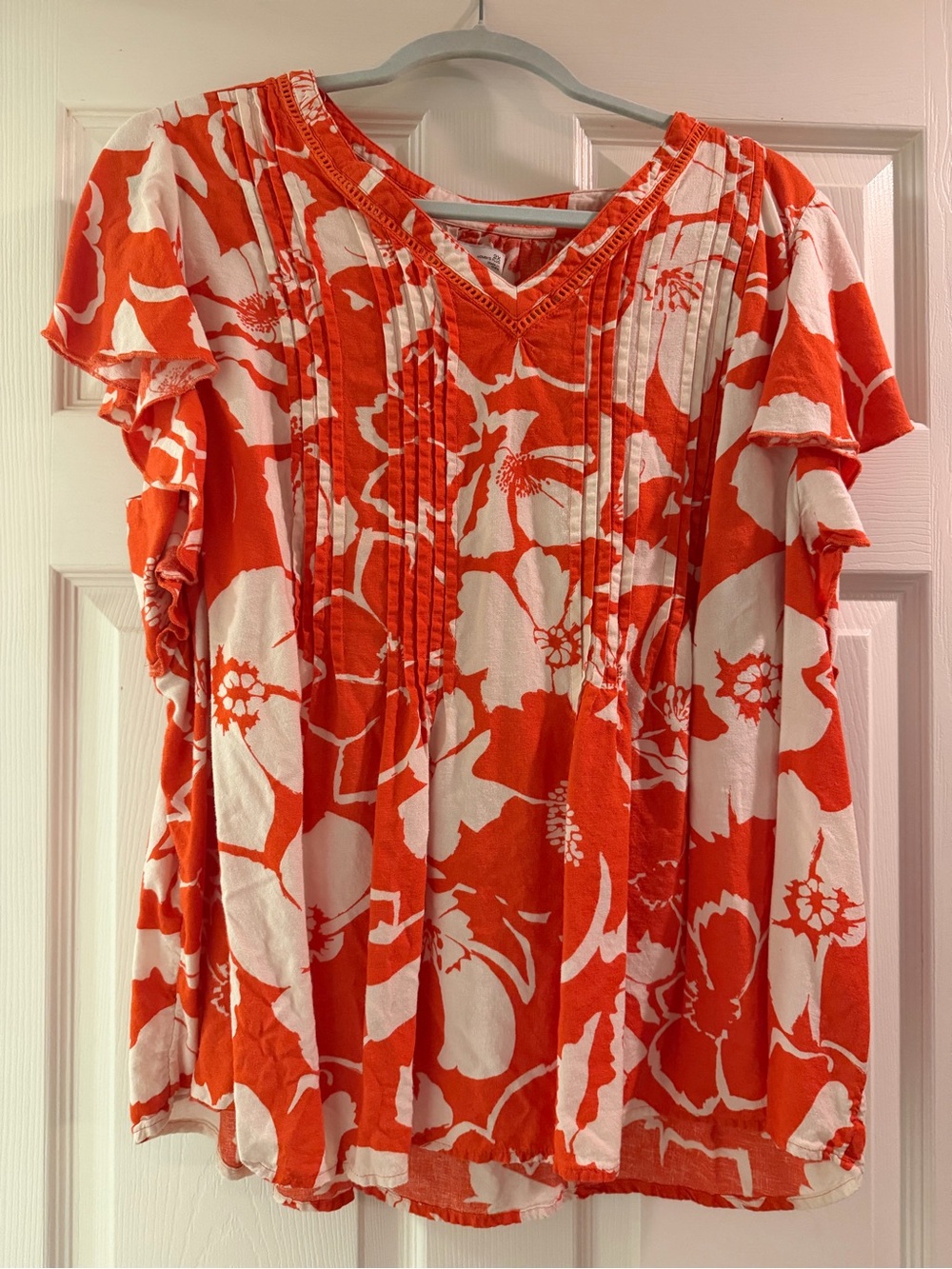 Sonoma Floral Blouse in Orange & White Size 2X Like New